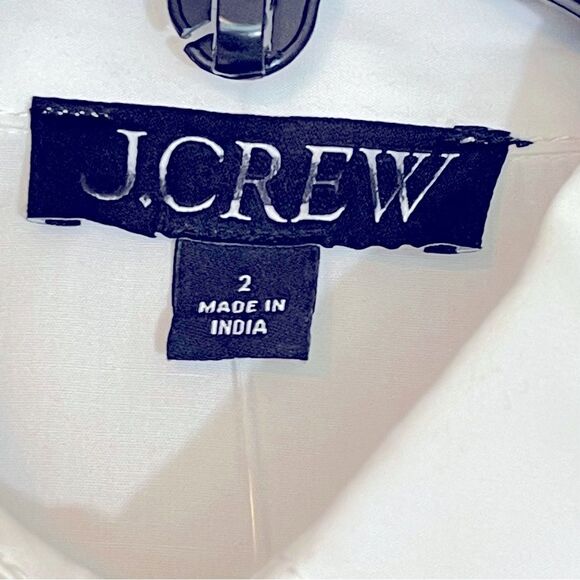 J Crew NWT Fitted Waist Shirt Dress in Cotton Poplin Size 2 in White | Belted - Picture 8 of 14